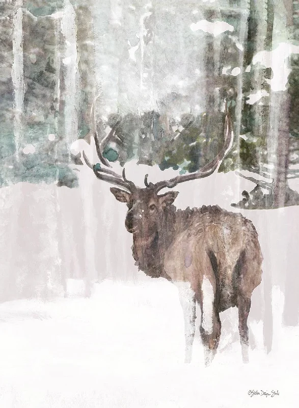 Wall decor with plaid designs-Grand Elk II By Stellar Design Studio - White