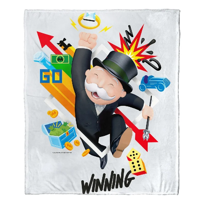 Matte throw blanket-Hasbro Monopoly Always Winning Silk Touch Throw Blanket