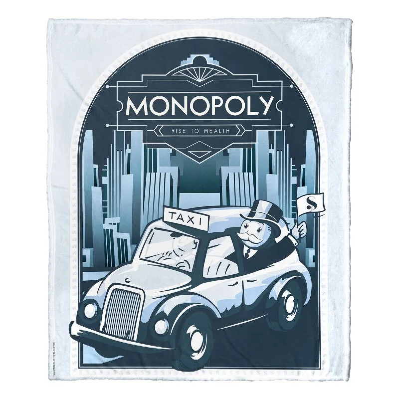 Solid color stylish throw blanket-Hasbro Monopoly Rise to Wealth Silk Touch Throw Blanket