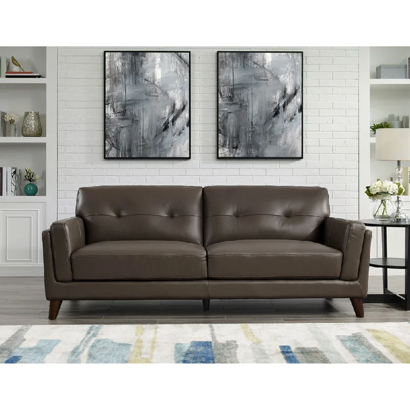 minimalist sofa with clean lines -Huntington - Leather Sofa - Dark Granite