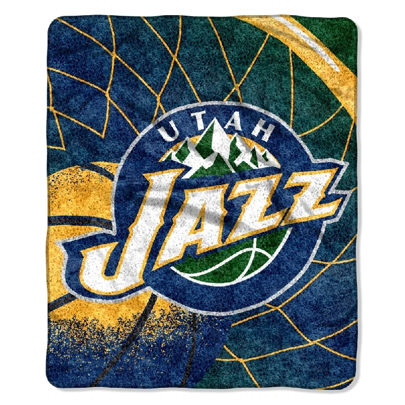 Screen print throw blanket-Jazz Sherpa Throw Blanket Reflect