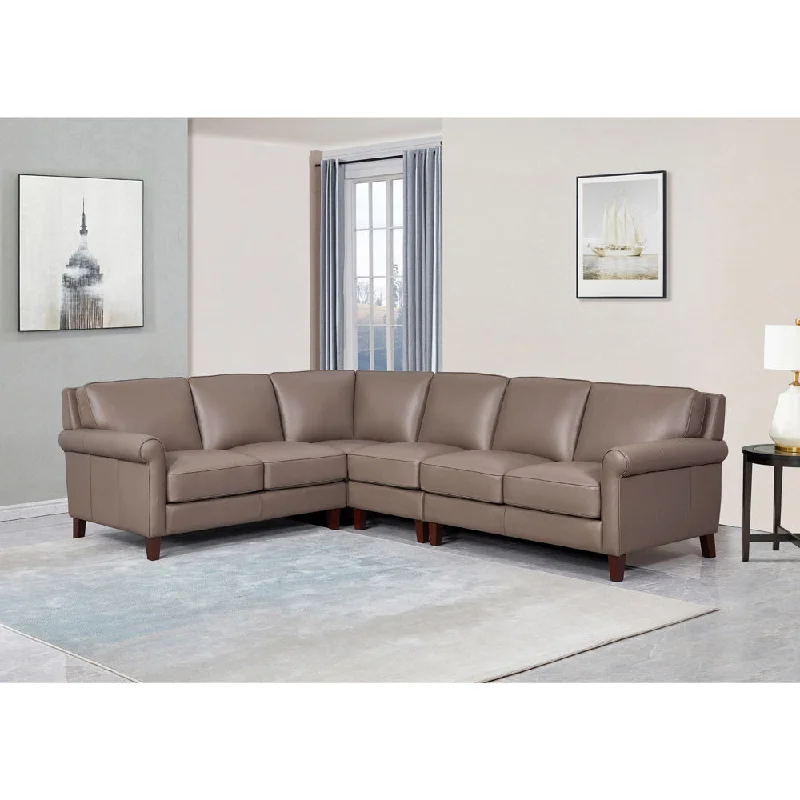 corner sofa with storage -Laguna - Leather Sectional - Brown