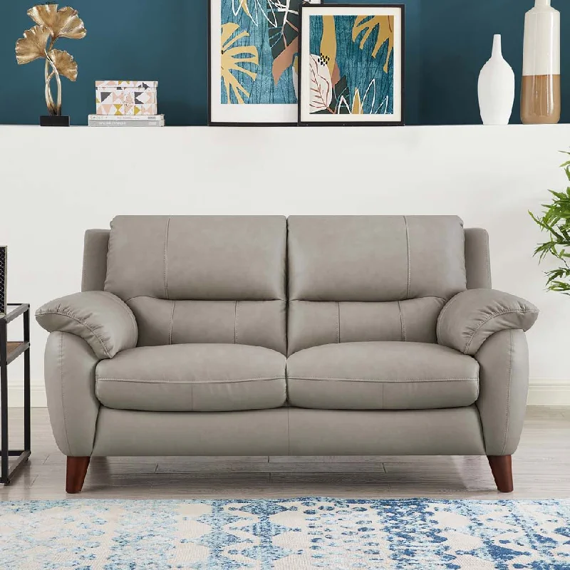 contemporary sectional sofa with corner piece -Lara - Leather Loveseat - Stone Gray