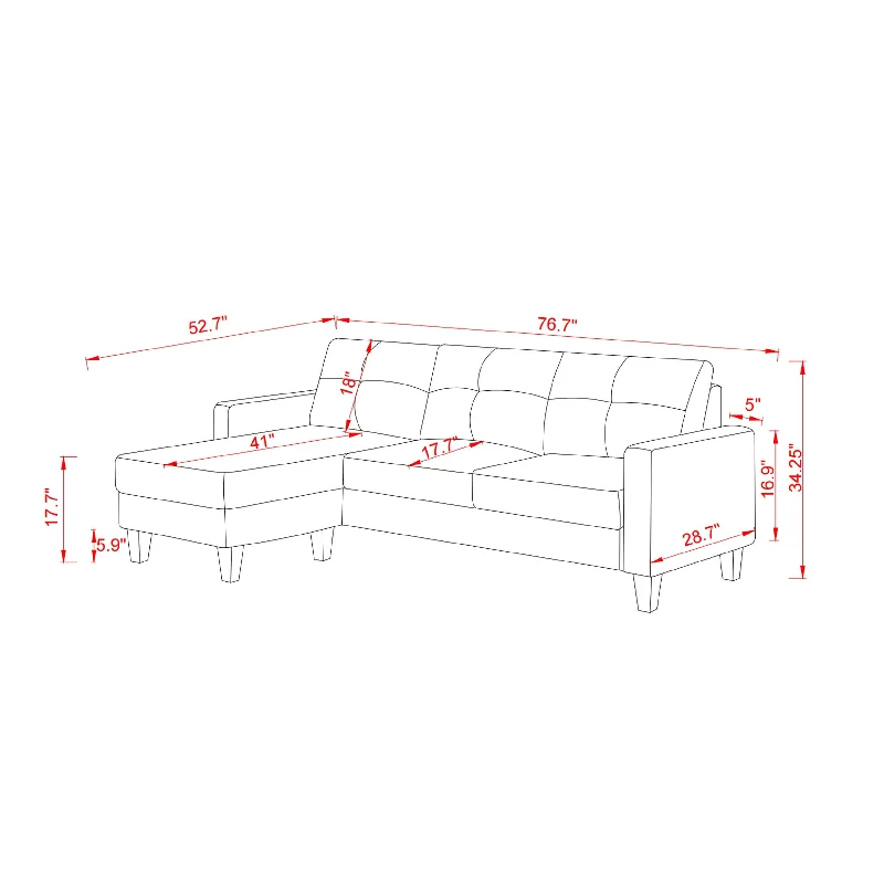 comfortable sofa with luxurious cushions -Living Room Furniture Small L-Shaped Corner Sofa, Comfortable 3-Seat Polyester Fabric Couch for Apartment or Small Spaces