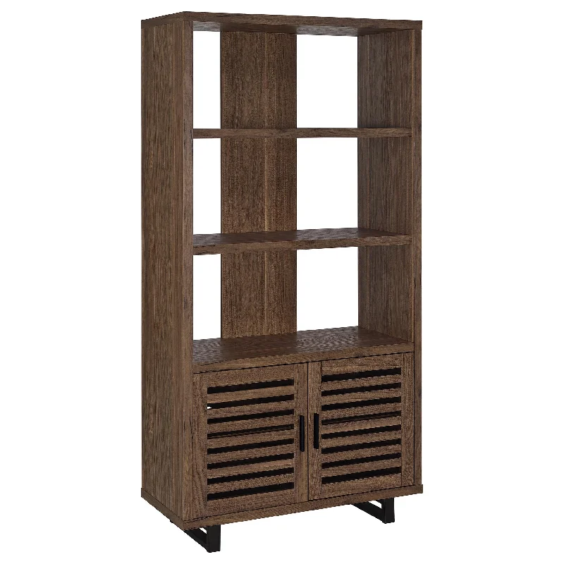 Maddox - 3-Shelf Cabinet Bookcase - Walnut