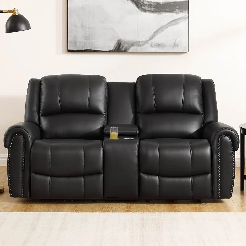 fold-out sofa bed for small apartments -Marco - Power Zero Gravity Reclining Loveseat With Console - Black