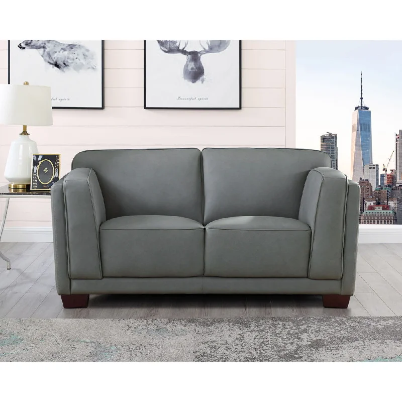 high-quality foam cushion sofa -Marshall - Leather Loveseat - Slate