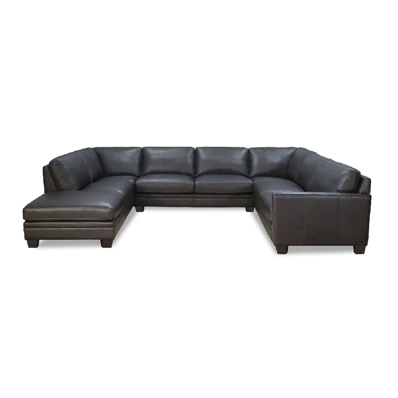 stylish sofa with soft seating cushions -Naples - Leather Sectional