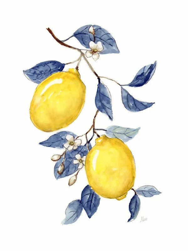 Wall decor with hand-painted art-Odyssey Lemons II By Nan - Yellow