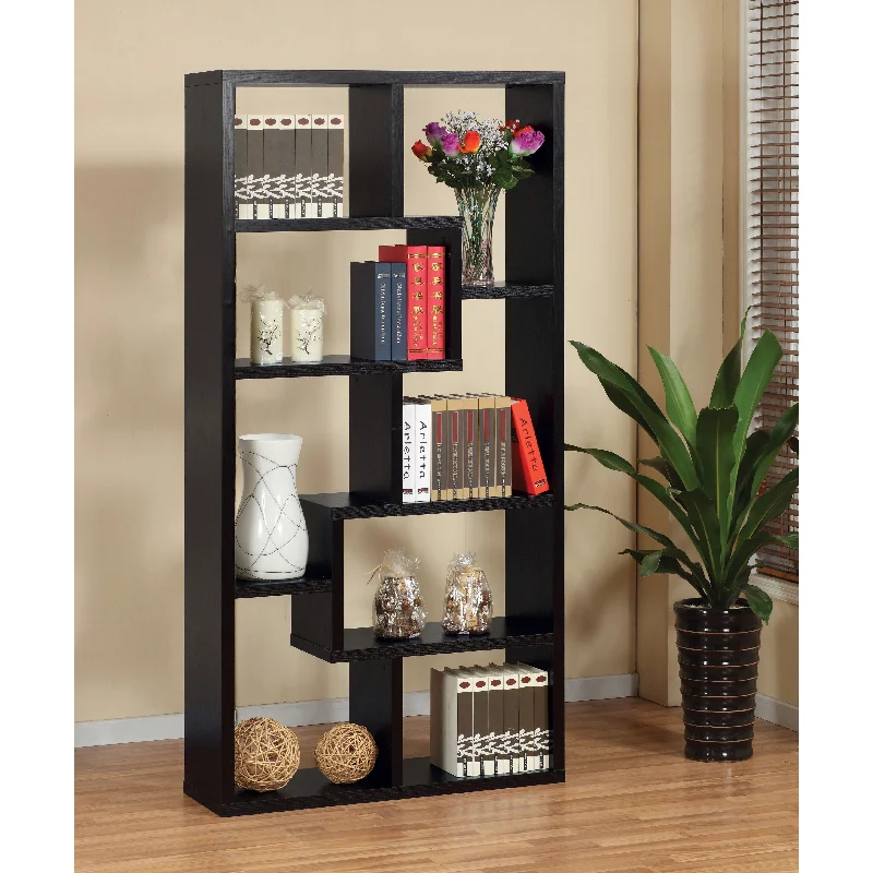 Open Back Display Cabinet, Bookcase Stand With 8 Shelves - Black