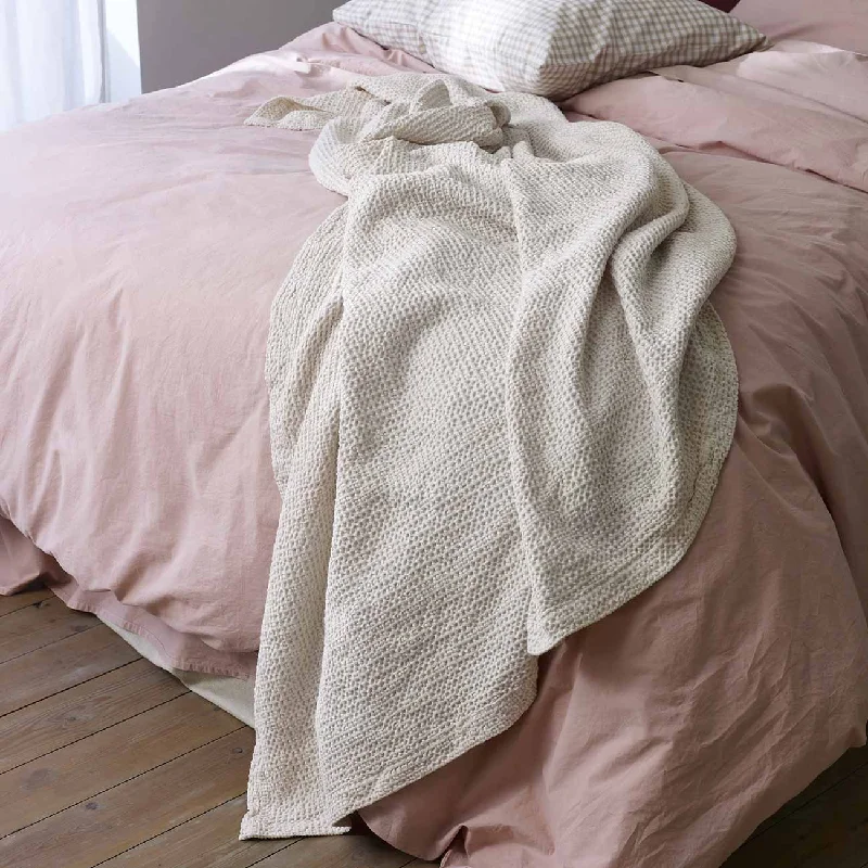 Durable throw blanket-Parchment Waffle Cotton Throw