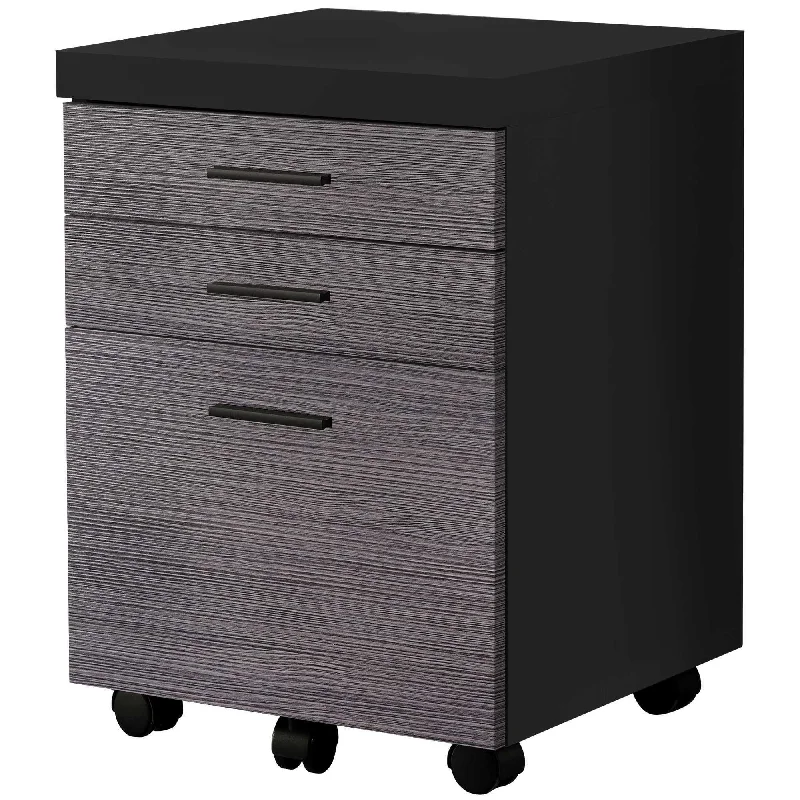 Particle Board 3 Drawers Filing Cabinet - Black Gray