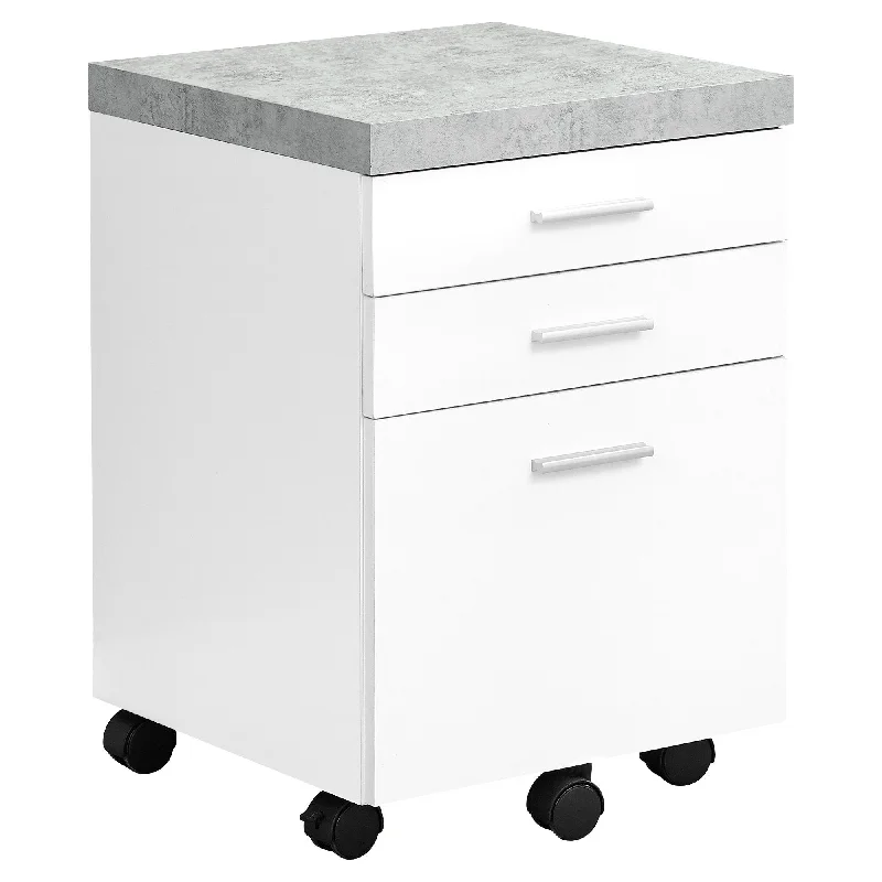 Particle Board And Filing Cabinet With 3 Drawers - White