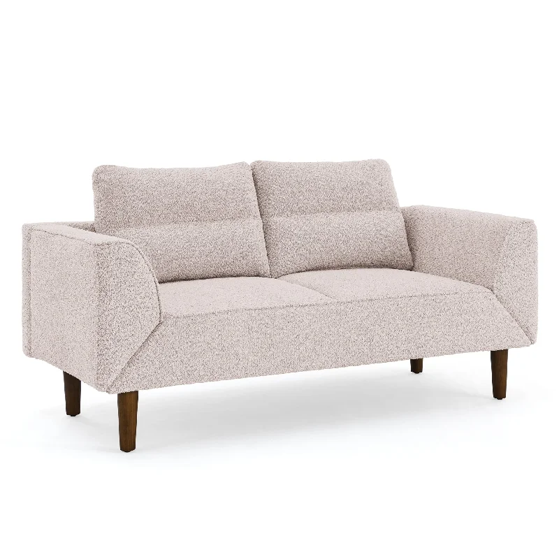 grey velvet sofa with comfortable seating -Pink 64.17" Convertible Futon Sofa with Adjustable Armrest