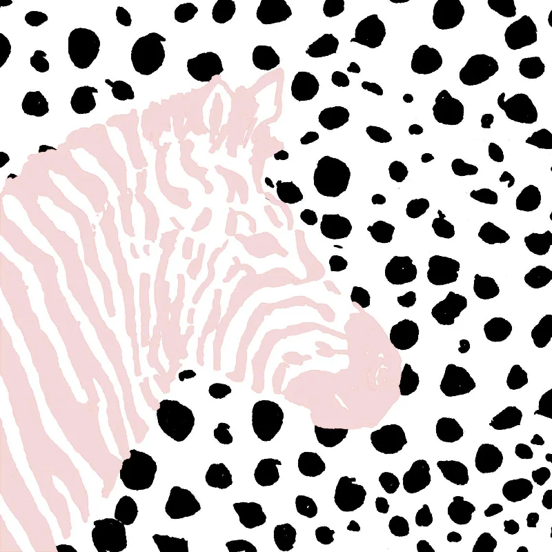 Wall decor with monochrome art-Pink Zebra On Dots By Patricia Pinto - White