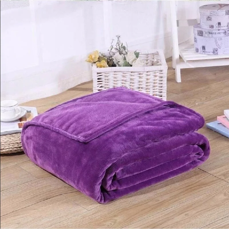 Small throw blanket-Purple Flannel Fleece Throw Blanket 50" x 60"