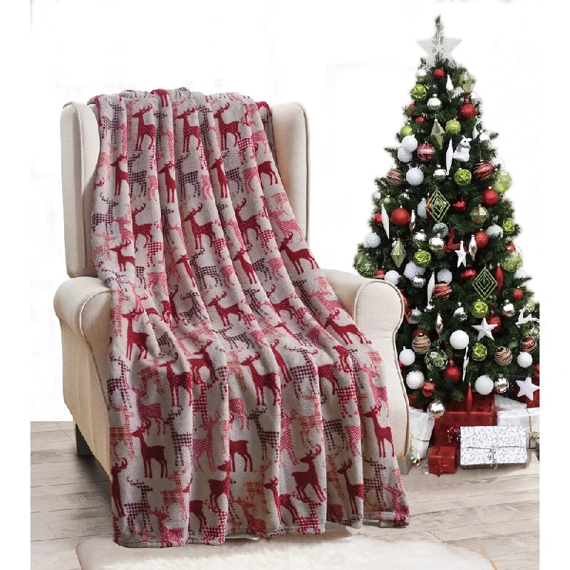 Animal print throw blanket-Reindeer Silhouette Throw