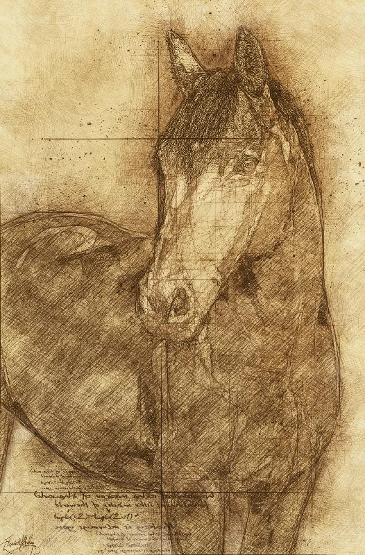 Wall decor with minimalist prints-Sketched Horse By Elizabeth Medley - Light Brown