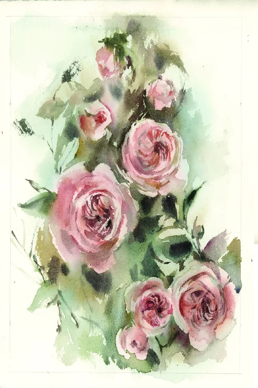 Wall decor with eye-catching art-Small - Blush Roses V By Sophia Rodinov - Pink