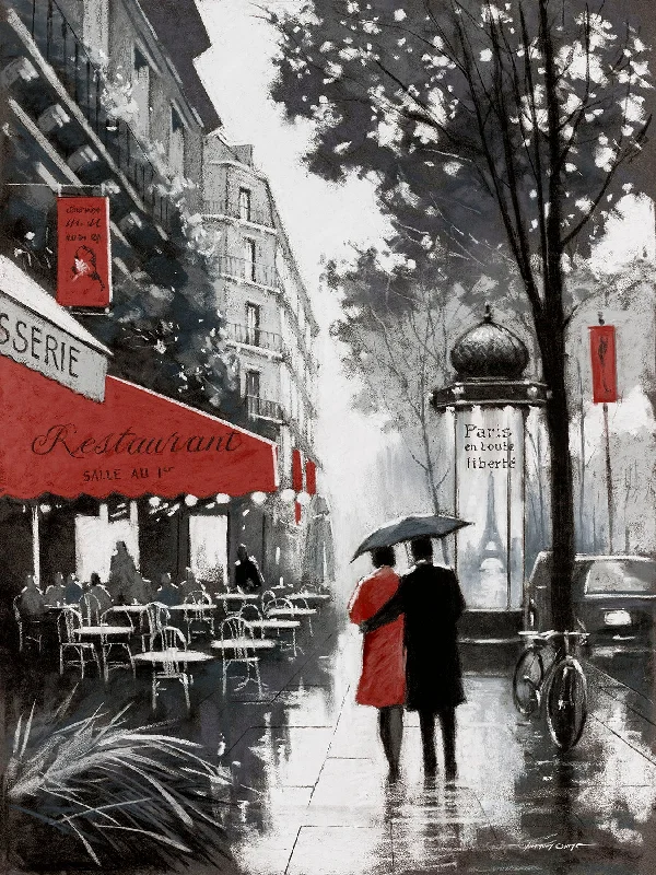 Wall decor with stretched canvas-Small - Rainy Paris II By A. Orme - Dark Gray