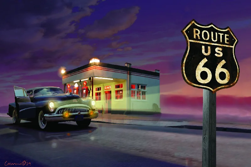 Wall decor with edgy style-Small - Route 66 By Yellow Cafe - Purple