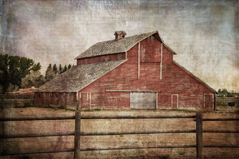 Wall decor with dramatic effects-Small - York Road Barn By Ramona Murdock - Red