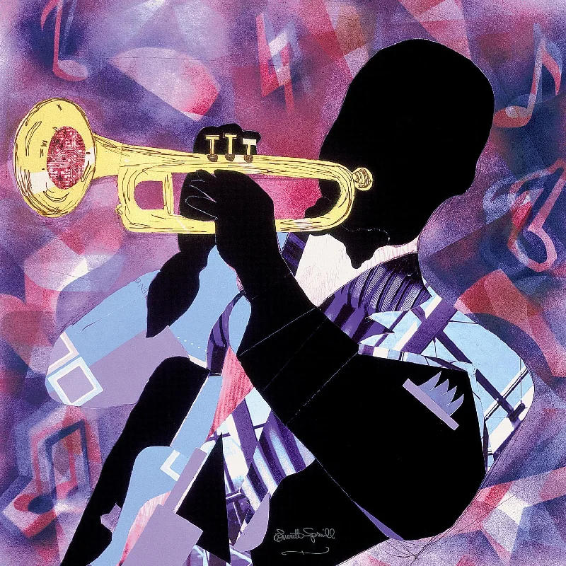 Wall decor with gothic style-Trumpet Jazz By Everett Spruill - Purple