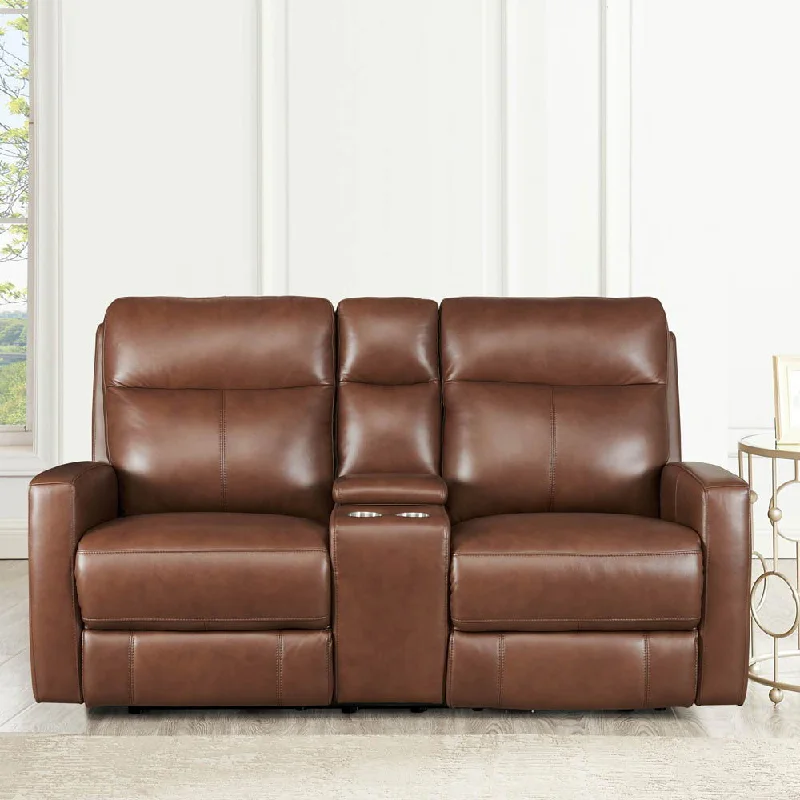 sofa with removable slipcovers -Vienna - Power Headrest Zero Gravity Reclining Loveseat With Console - Brown