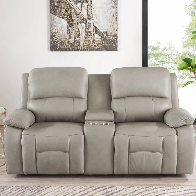 sofa with luxury fabric upholstery -Westminster - Power Headrest Zero Gravity Reclining Loveseat With Console - Stone Gray